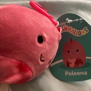 NWT 3.5in Poleena Dinosaur Prehistoric Squishmallow Plush Clip On Keychain
